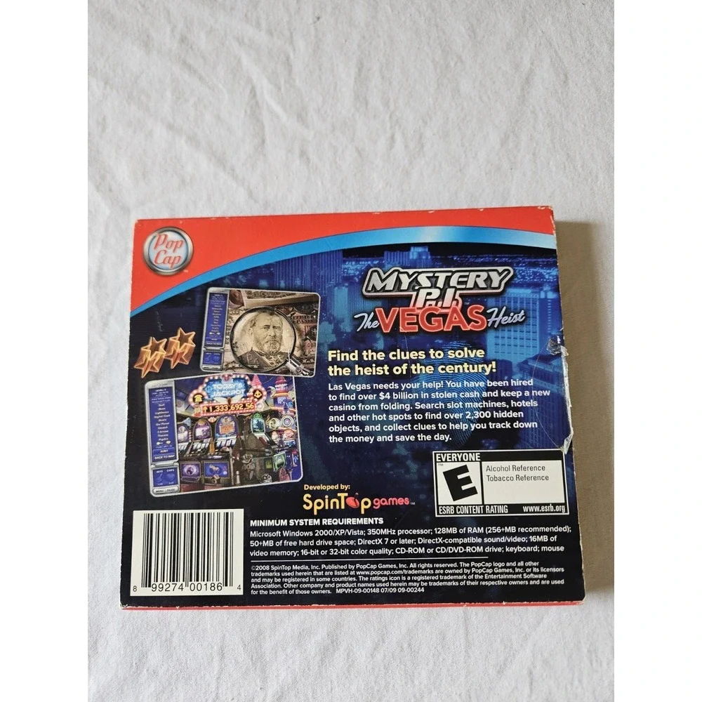 Mystery P.I. The Vegas Heist PC CD-ROM PopCap Hidden Object Game Complete